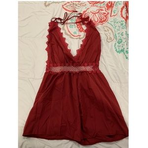 Red lace romper